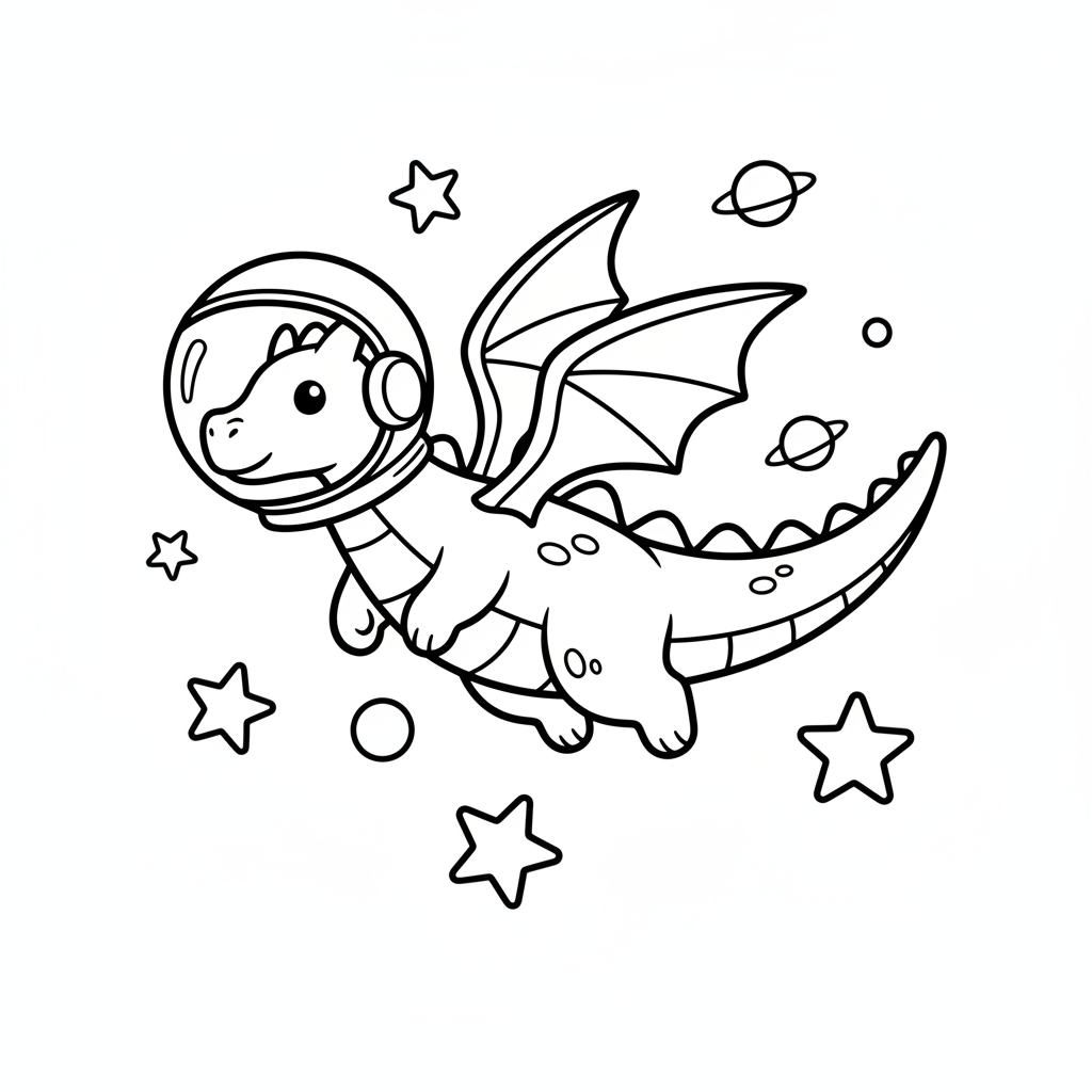 Weltraumdrache im Astronautenhelm